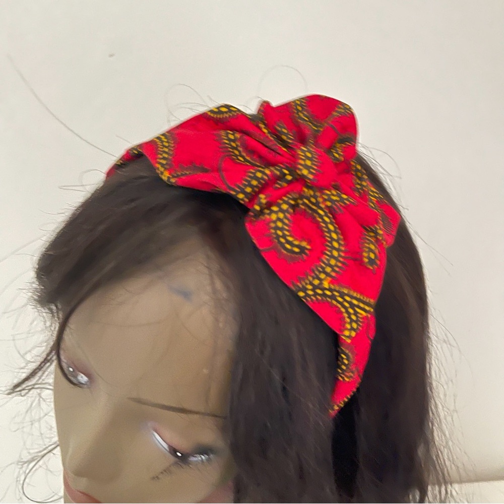 Handmade African Print Ankara Handmade  Red Multicolor Bow Detail Colorful H…